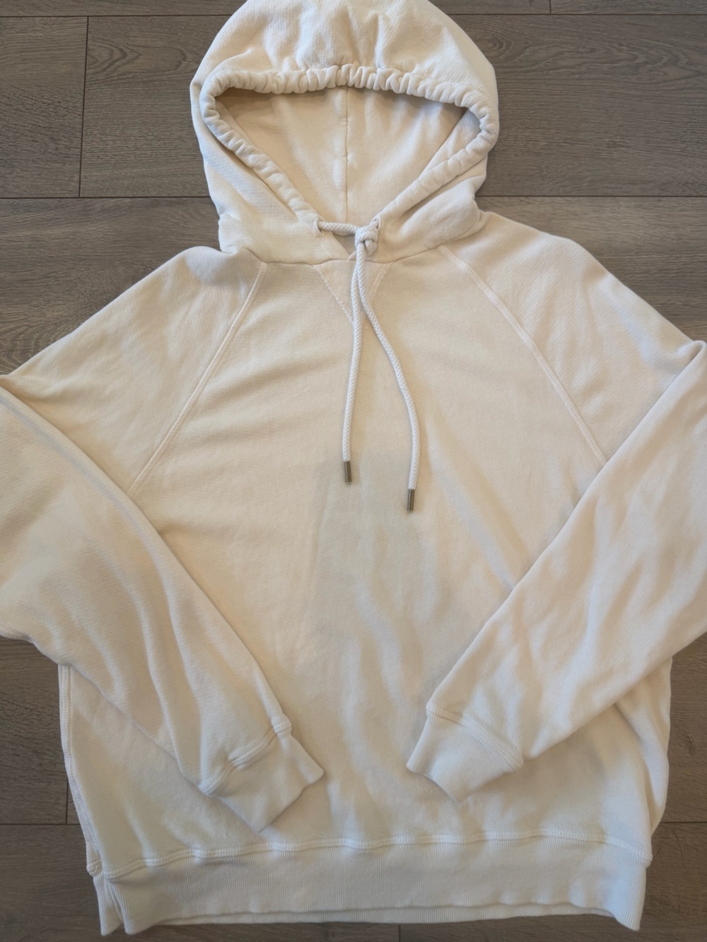 THE GREAT. Cream Hooded Pullover Sweatshirt